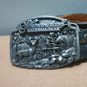 National Park belt buckle vintage w/ leather eagle belt